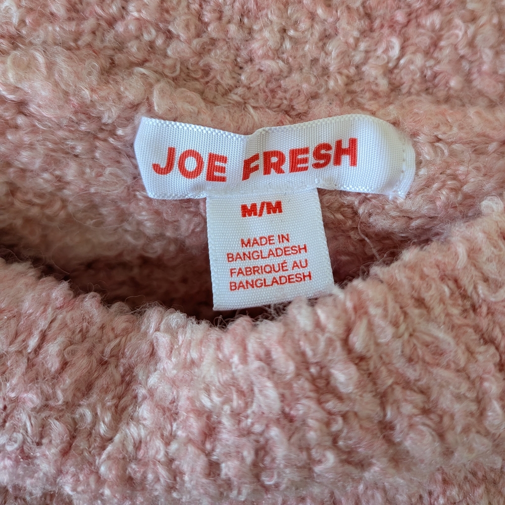JOE FRESH Pink Bouclé Knit Mock Neck Sweater - Medium - Picture 5 of 7